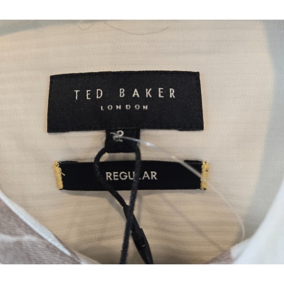 NWT Ted Baker Belmar Shirt Mens 2 Small Ivory Short Sleeve Linen Blend Floral - Picture 3 of 15